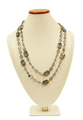 Authentic Vintage 60" Chanel Light  Blue Crystal Chicklet Necklace, Sautoir.
