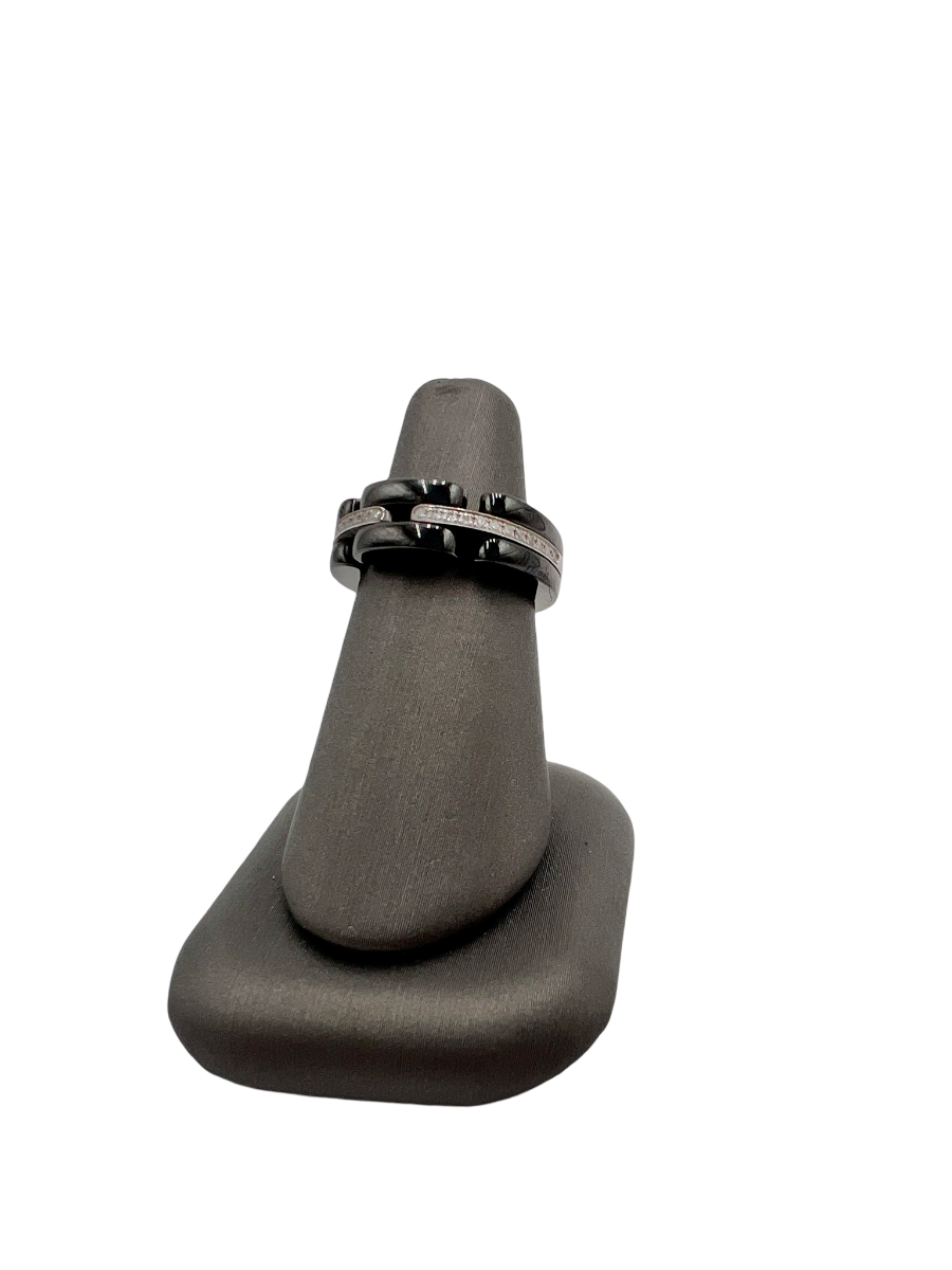 Chanel 18K White Gold Black Ceramic Diamond Ultra Ring size 5.75
