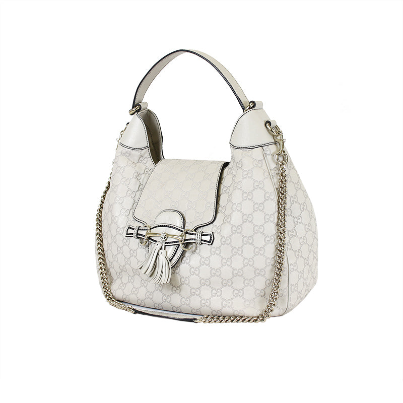 Gucci Emily Guccissima Cream Medium Leather Hobo