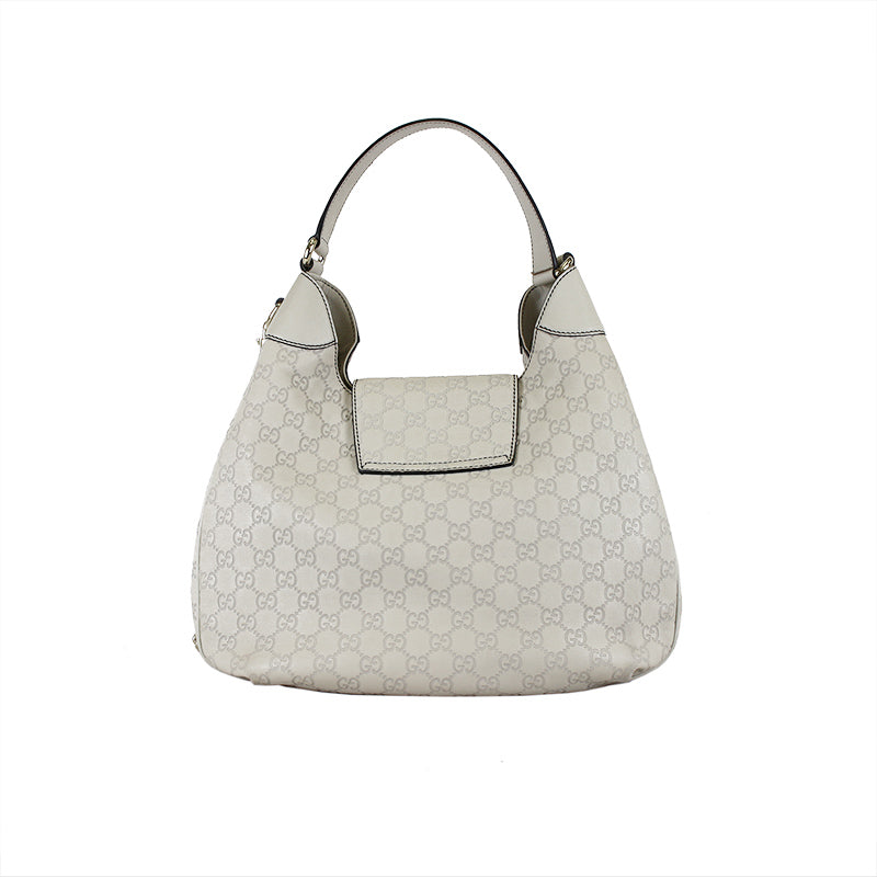 Gucci Emily Guccissima Cream Medium Leather Hobo
