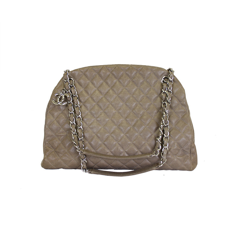 Chanel Large Mademoiselle Taupe Caviar Bag SHW