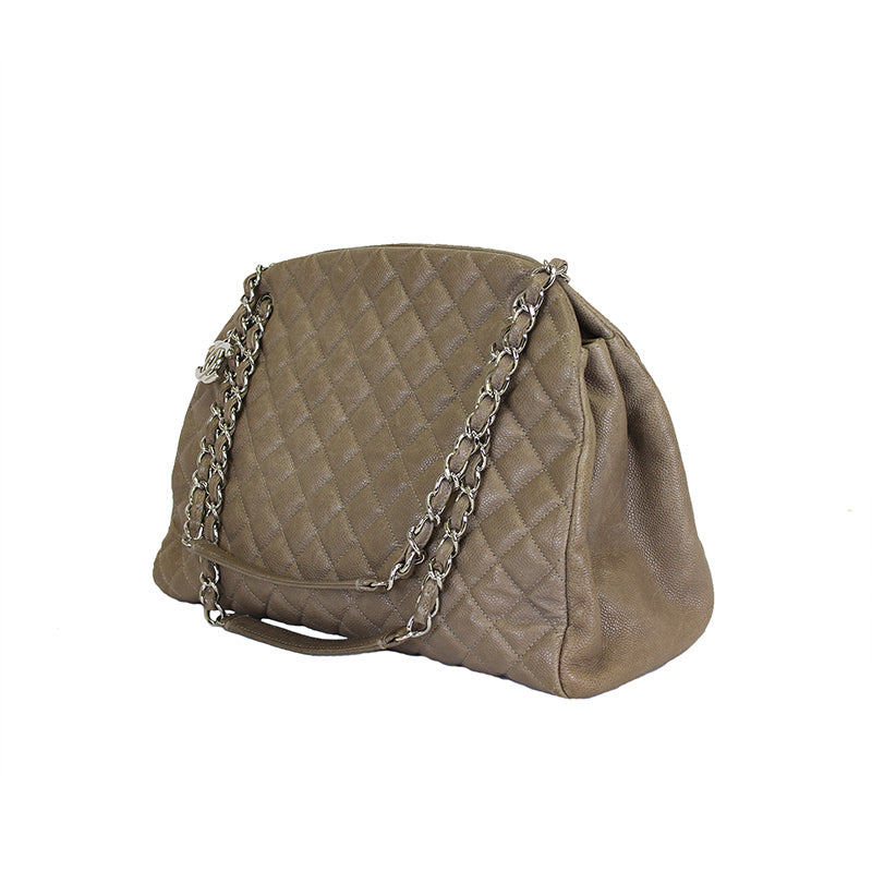 Chanel Large Mademoiselle Taupe Caviar Bag SHW