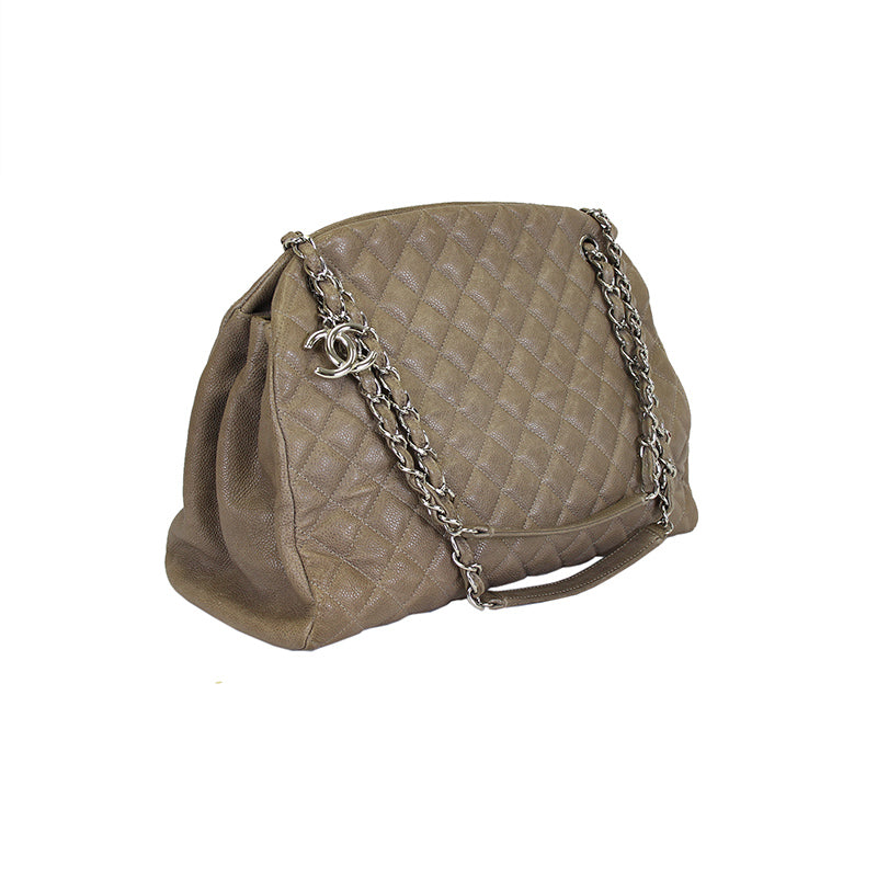 Chanel Large Mademoiselle Taupe Caviar Bag SHW