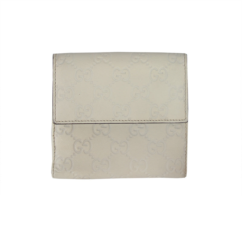 Gucci Guccissima Cream Calfskin French Wallet with Heart Clasp