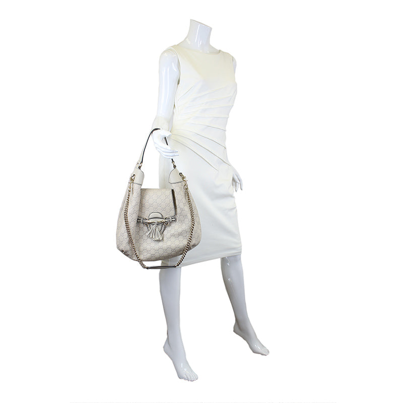 Gucci Emily Guccissima Cream Medium Leather Hobo