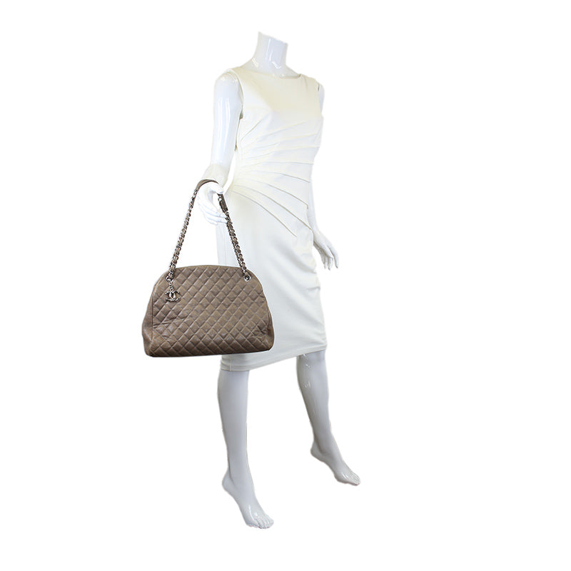 Chanel Large Mademoiselle Taupe Caviar Bag SHW