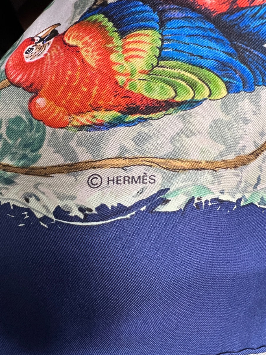 Hermes Blue Equateur Silk 90 Scarf