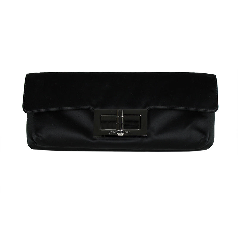 Chanel Black Satin Clutch
