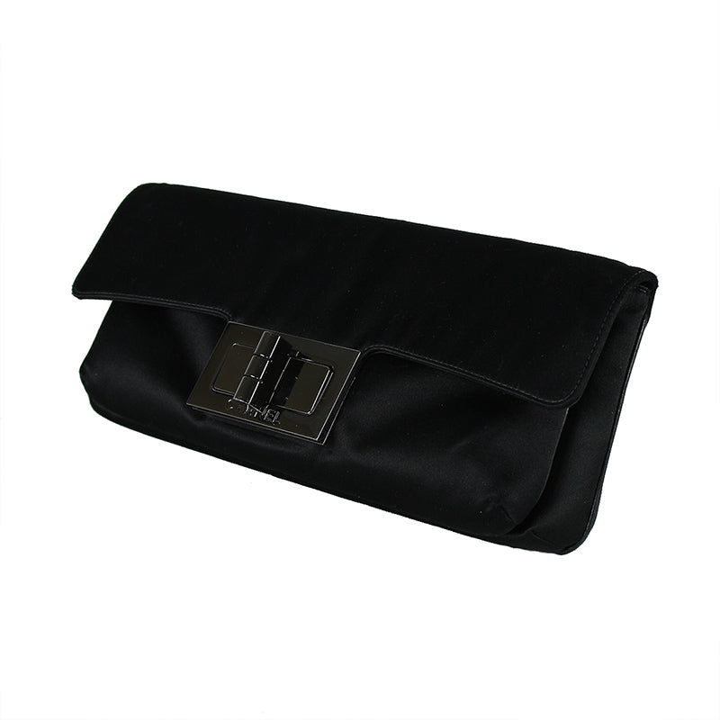 Chanel Black Satin Clutch
