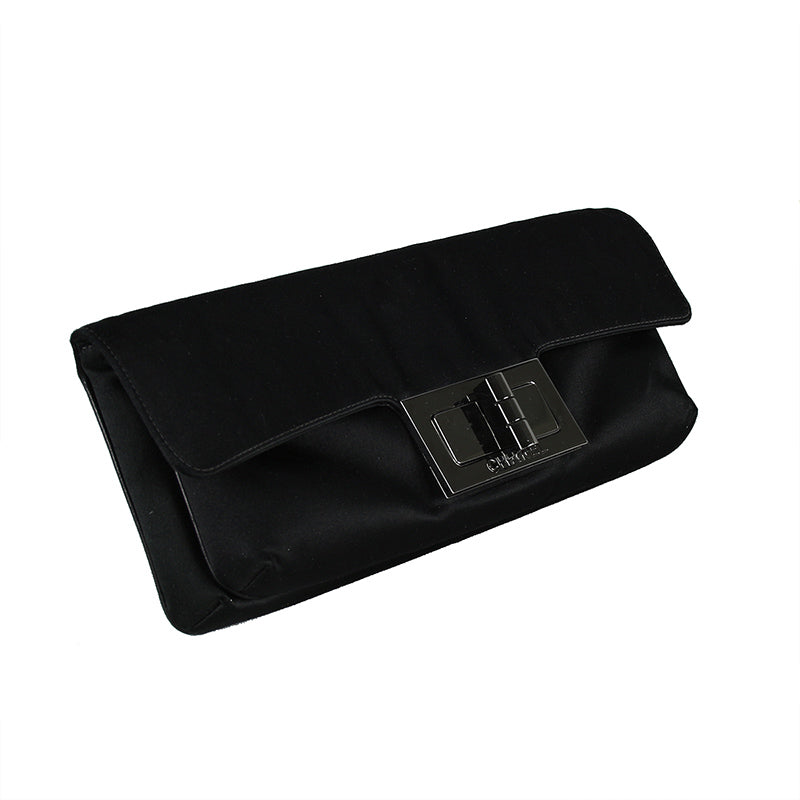 Chanel Black Satin Clutch