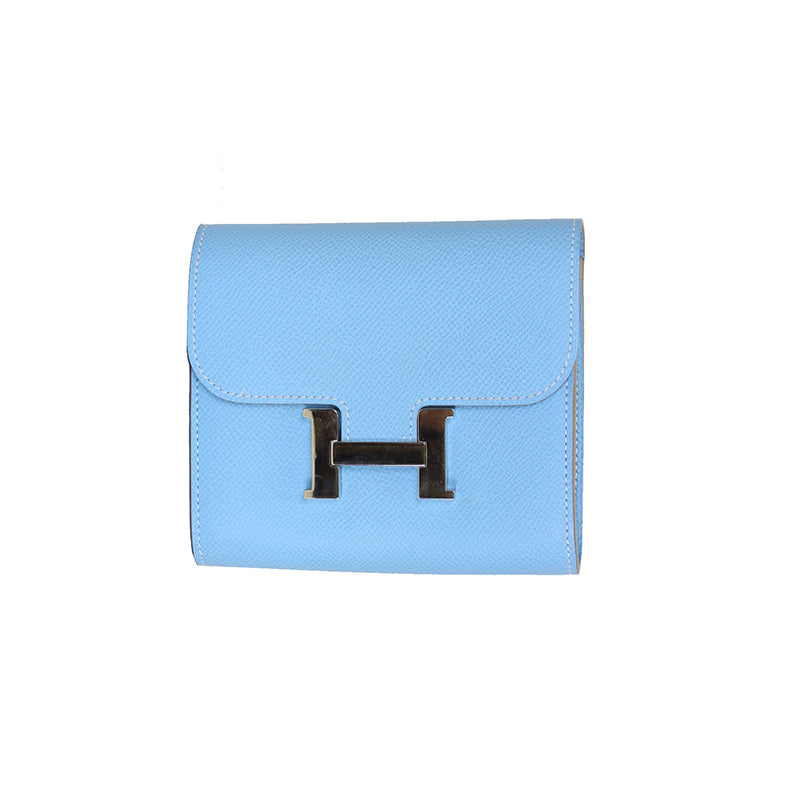 Hermes Constance Compact Wallet Epsom Celest