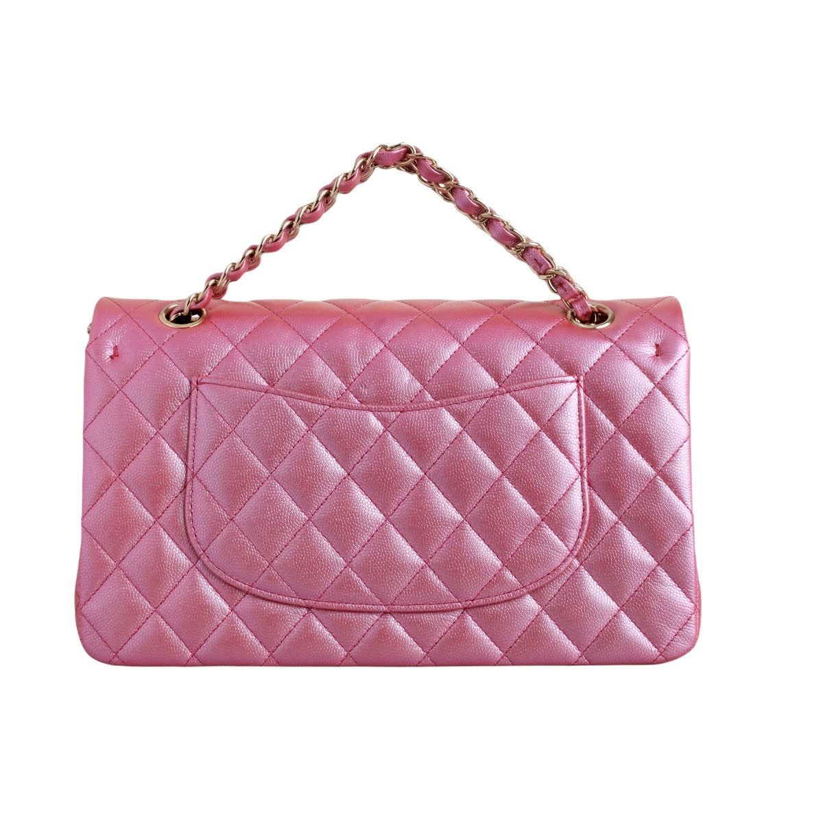 Chanel Classic Dark Pink Iridescent Medium Double Flap Bag
