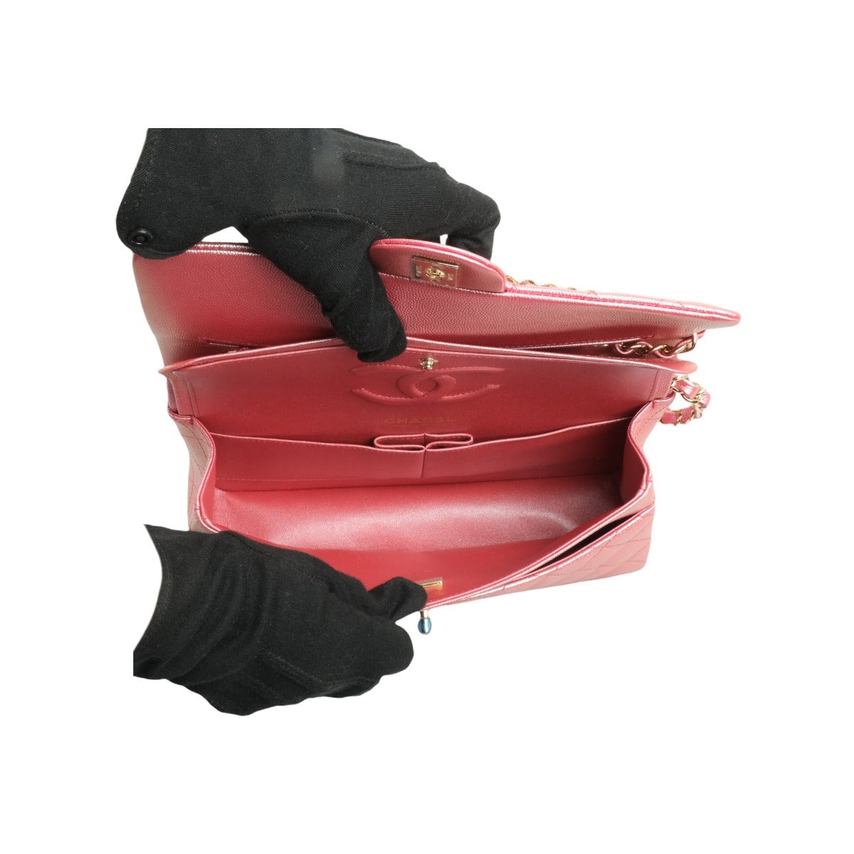 Chanel Classic Dark Pink Iridescent Medium Double Flap Bag