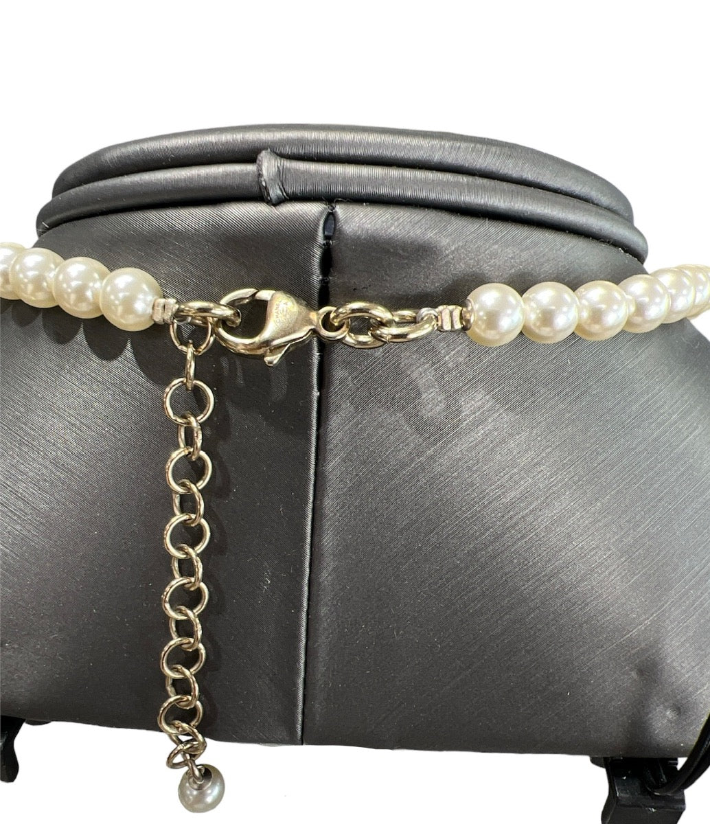 Chanel Charm CC Necklace with Faux Pearls & Crystals