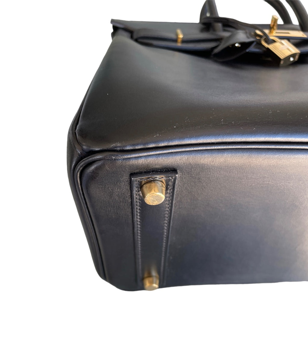 2004 Hermes Noir Box Calf HAC Birkin 32 WGH