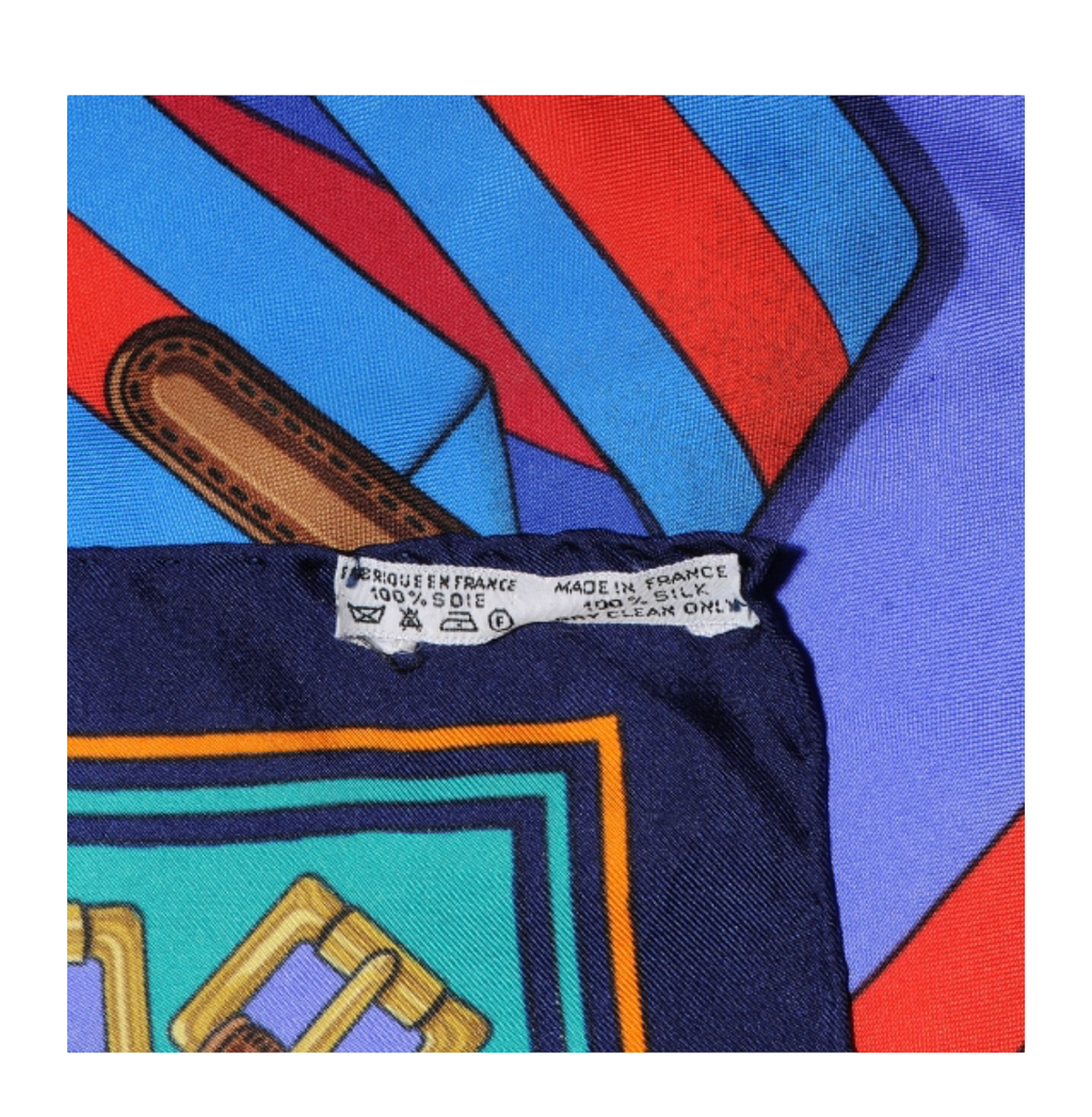 Hermes Blue Sangles Silk 90 Scarf