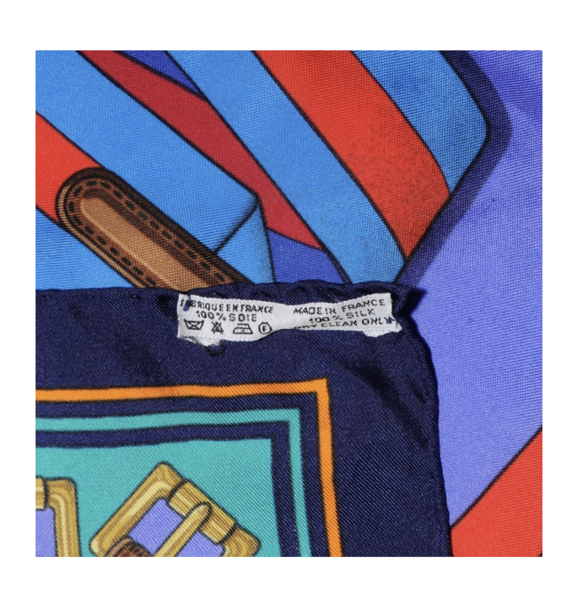 Hermes Blue Sangles Silk 90 Scarf
