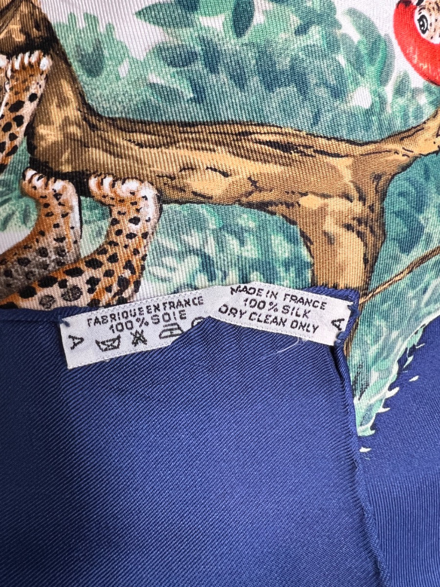 Hermes Blue Equateur Silk 90 Scarf
