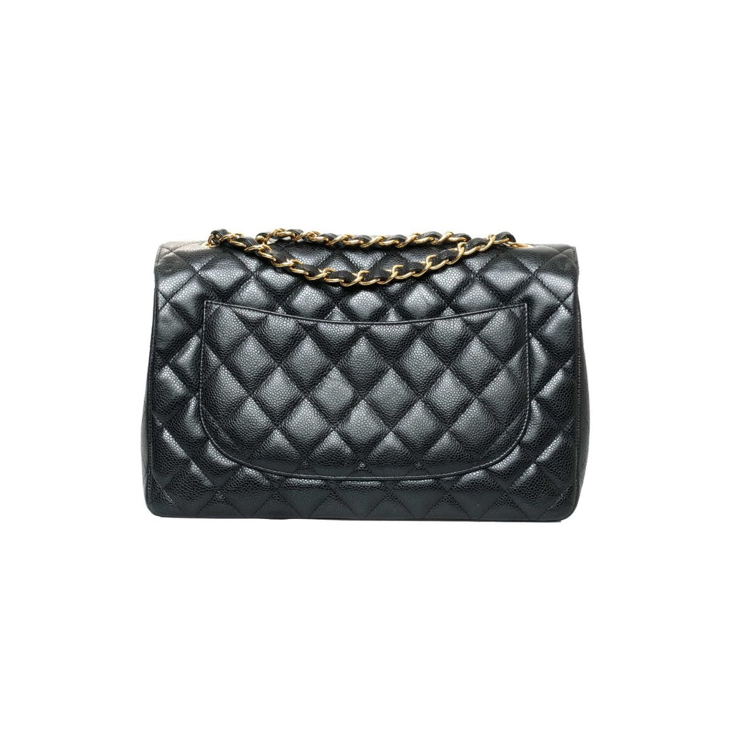 Chanel Black Caviar Leather Classic jumbo Single Flap