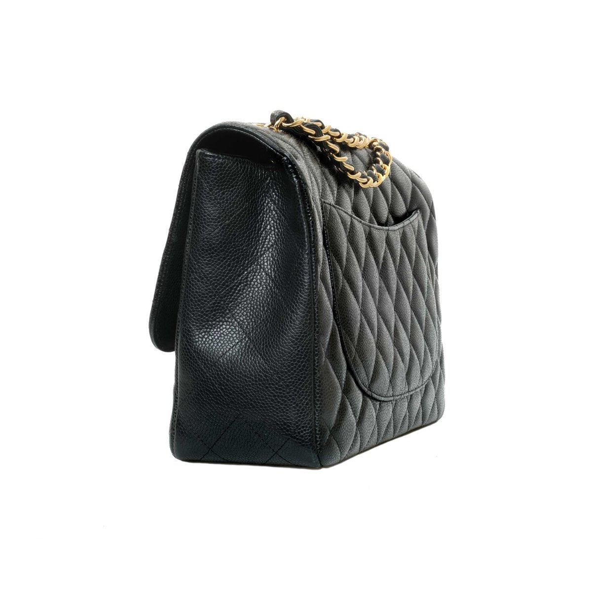 Chanel Black Caviar Leather Classic jumbo Single Flap