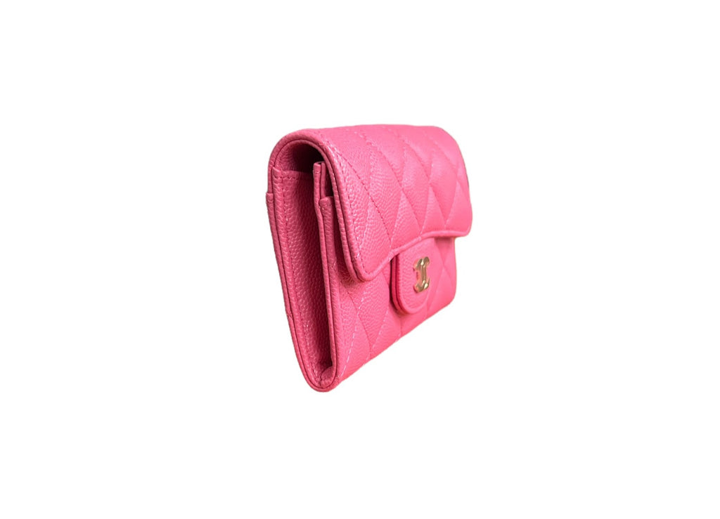 Chanel Pink Caviar Snap Card Holder