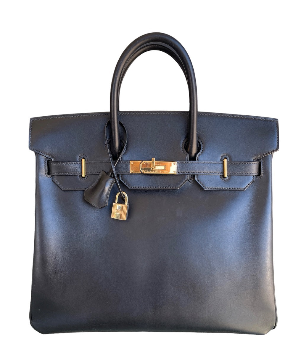 2004 Hermes Noir Box Calf HAC Birkin 32 WGH