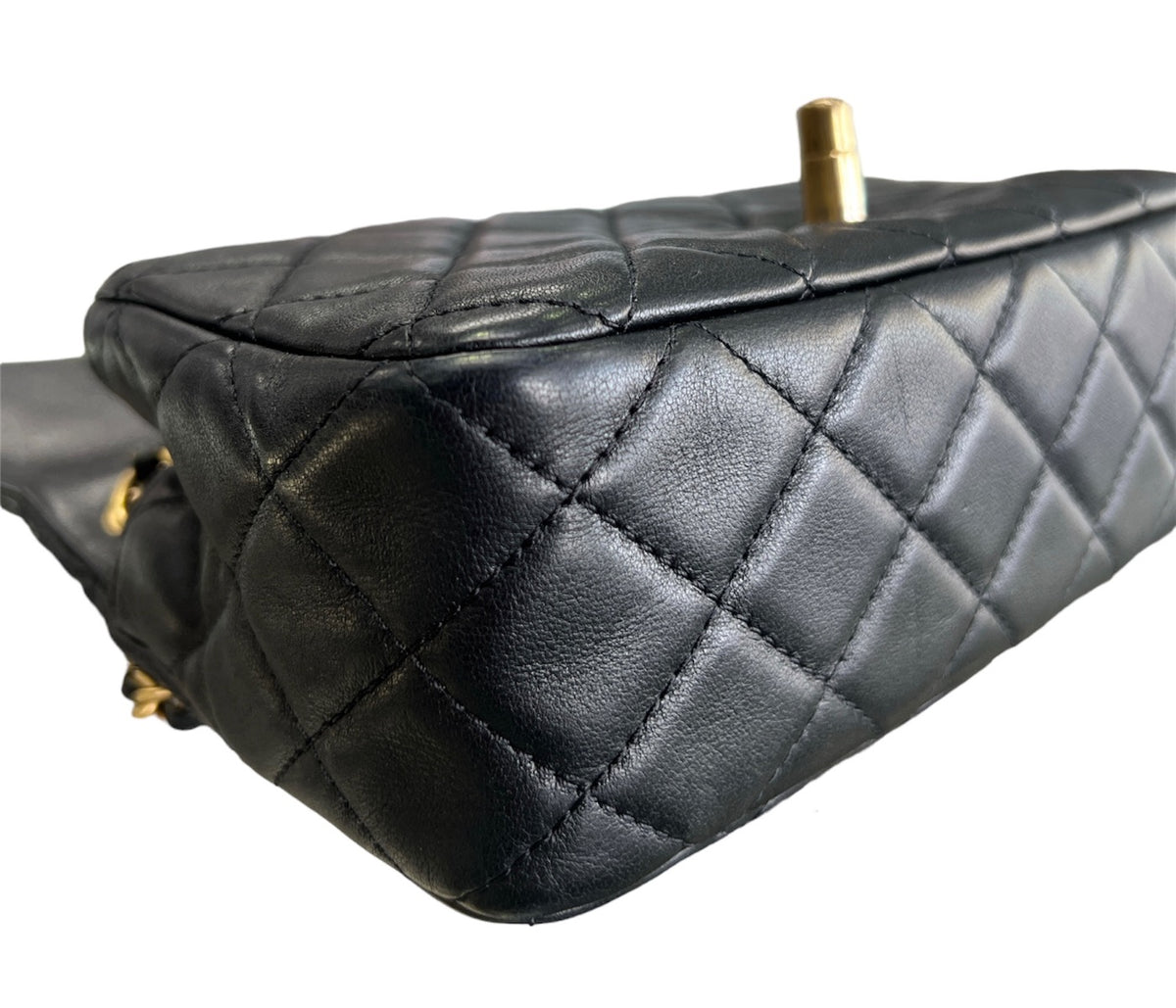 Chanel Black Lambskin Pearl Crush Mini Rectangular flap Bag