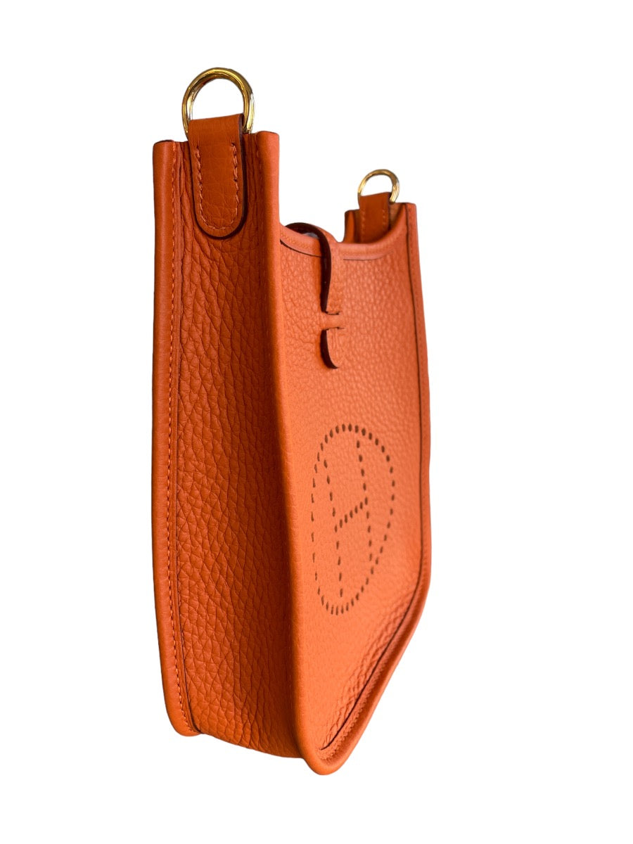 Hermes Orange Clemence Evelyn Mini Bag WGH