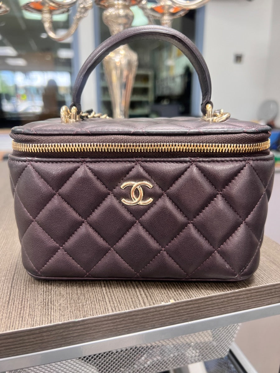 Chanel Metallic Plum CC Small Vanity