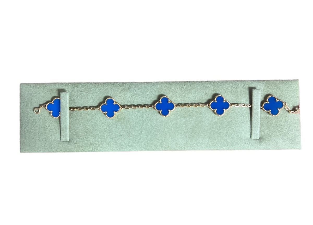 Van Cleef & Arpels Vintage Agate Alhambra 5 Motifs Bracelet