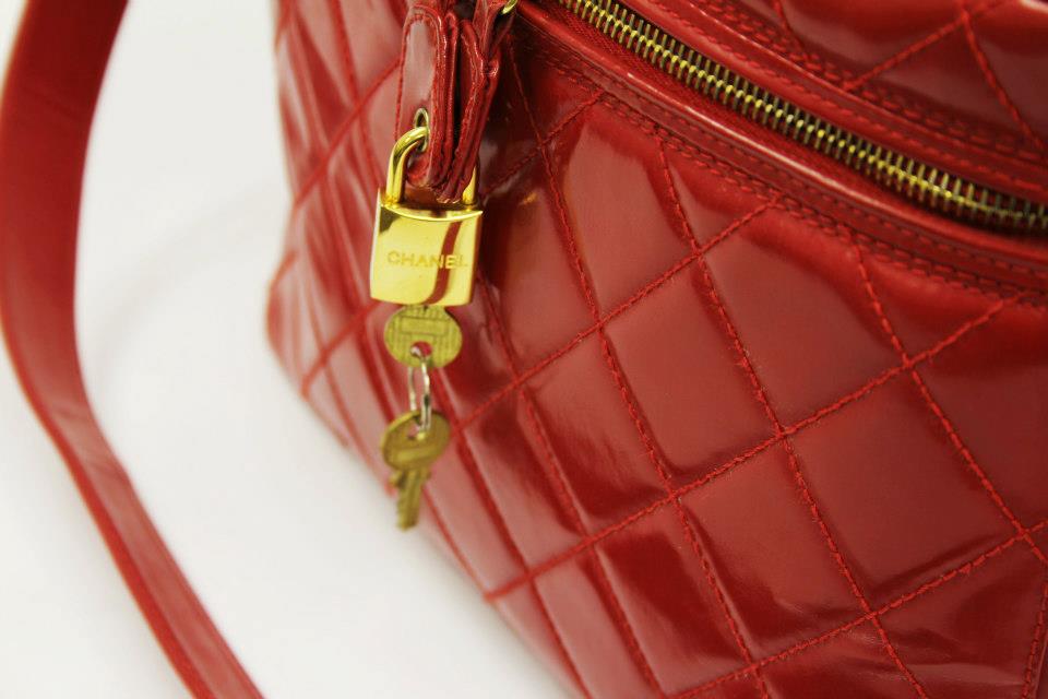 Chanel Red Patent Make-Up Travel Case