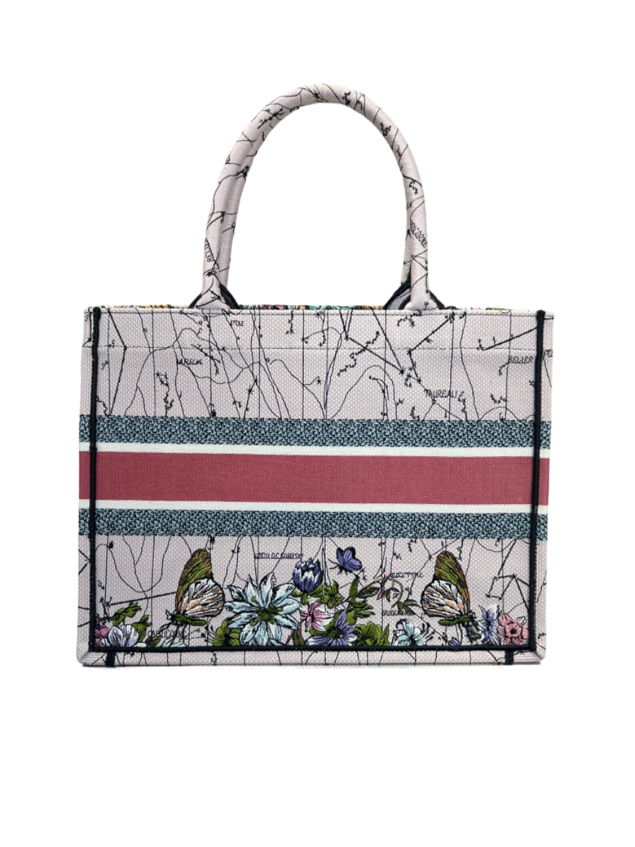 Christian Dior Floral Canvas Medium Book Tote