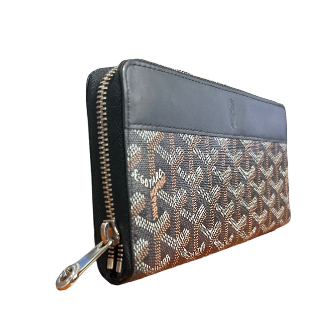 Goyard Goyardine Matignon Zip Around GM Wallet Black
