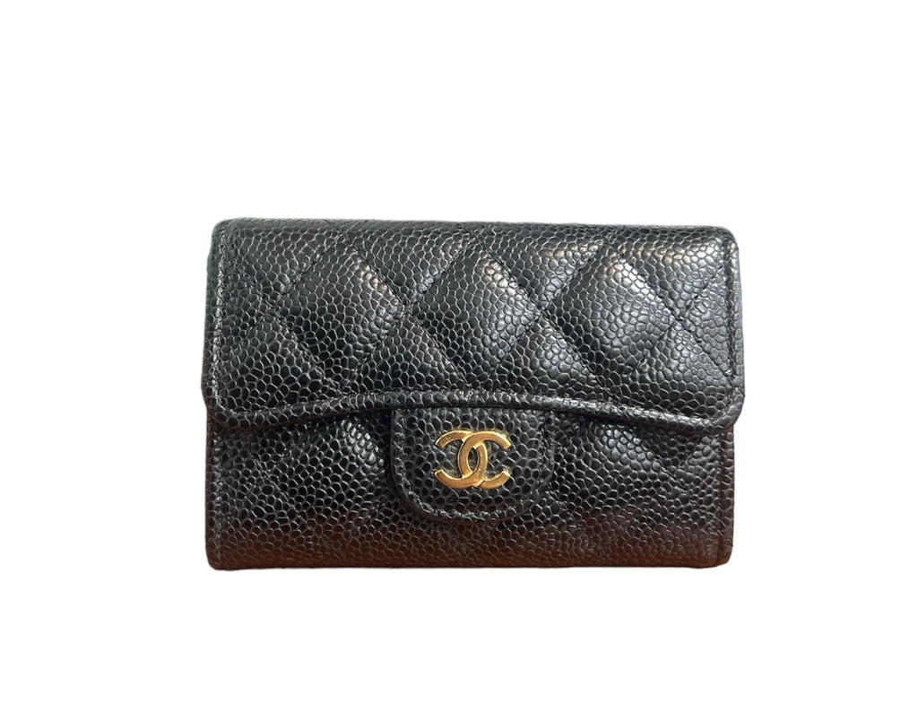 Chanel Black Caviar Snap Card Holder