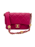 Chanel Fuchsia Caviar Twist Your Buttons Small Single Flap Bag
