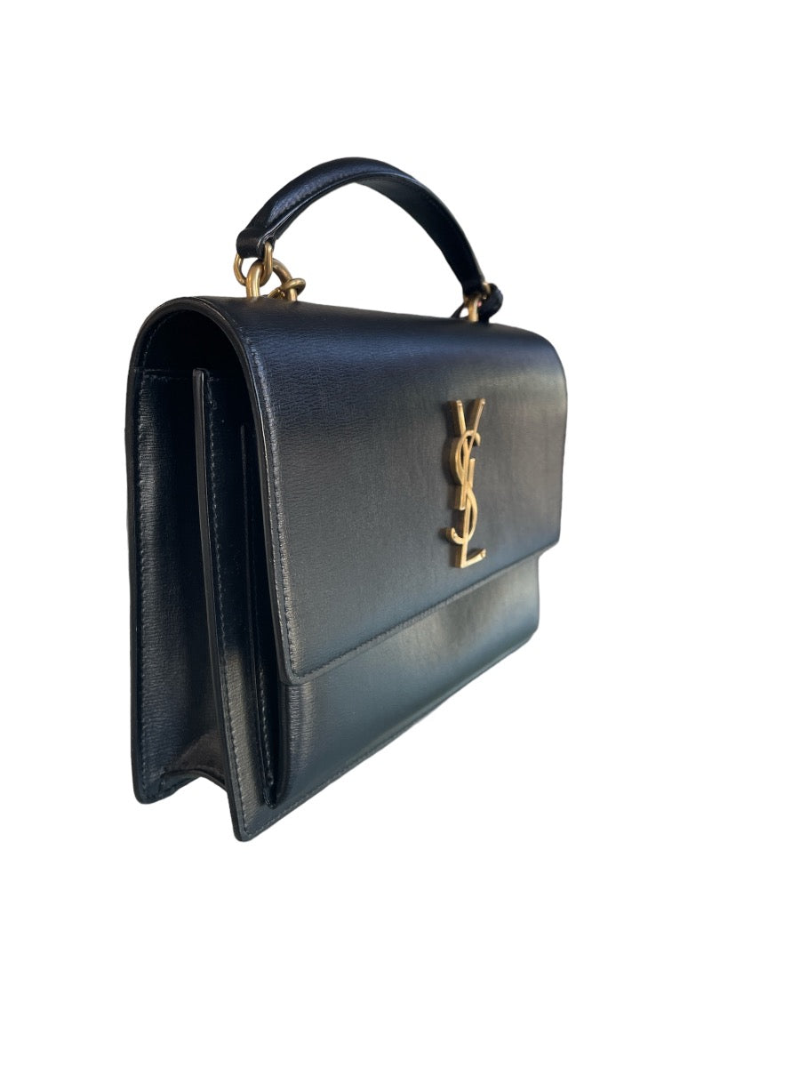 Saint Laurent  Black Medium Monogram Sunset Bag