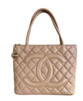 Chanel Beige Caviar Medallion Tote with Gold Hardware