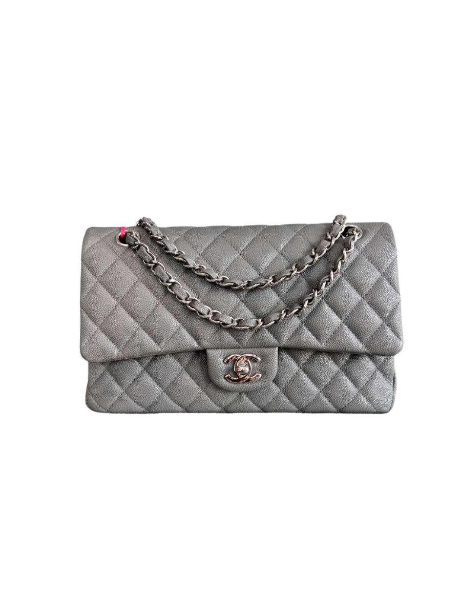 Chanel Gray Caviar Medium Double Flap Bag