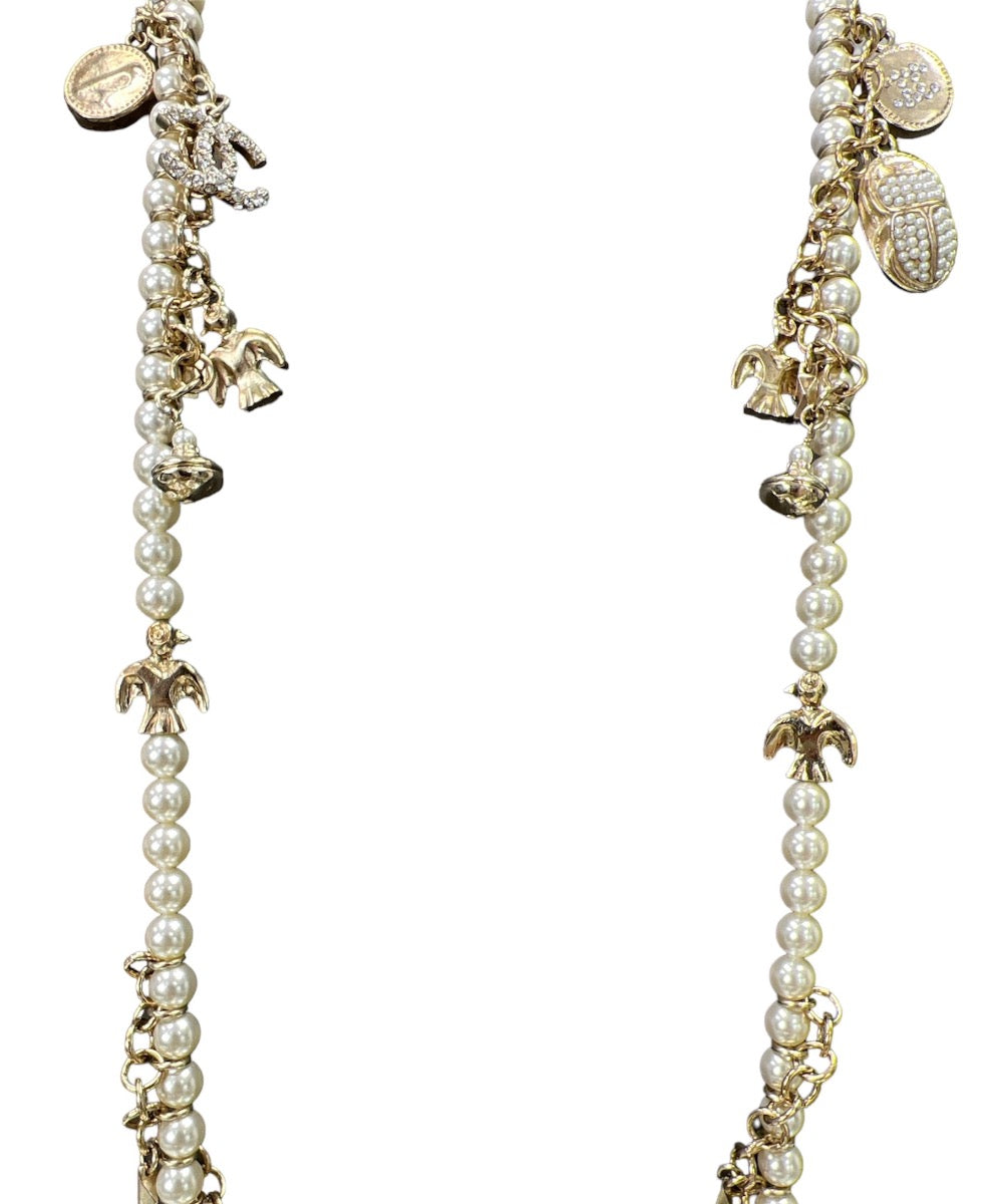 Chanel Charm CC Necklace with Faux Pearls & Crystals