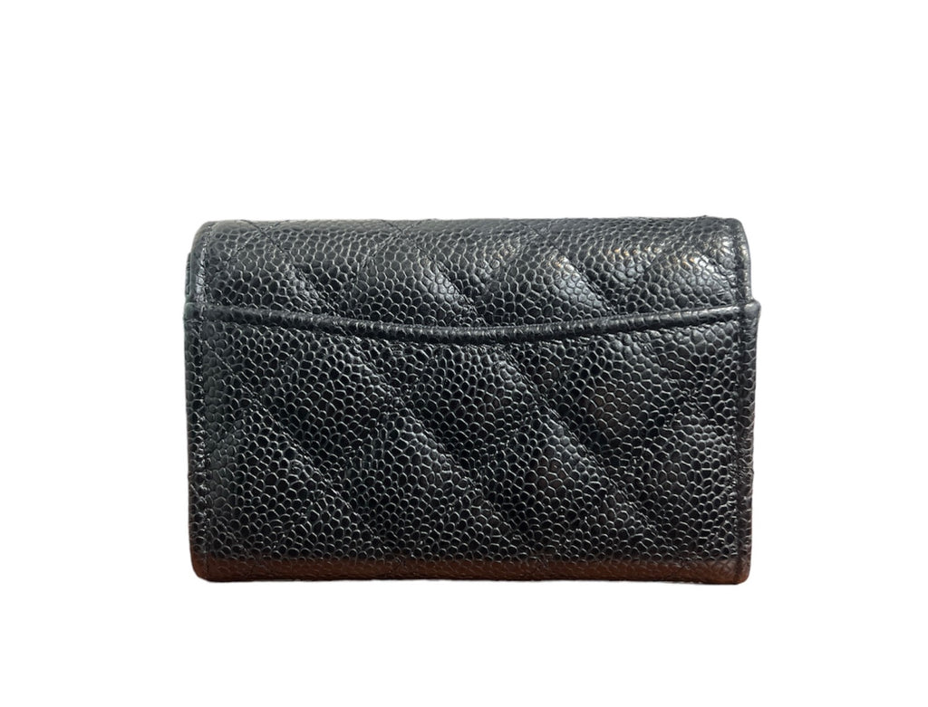 Chanel Black Caviar Snap Card Holder