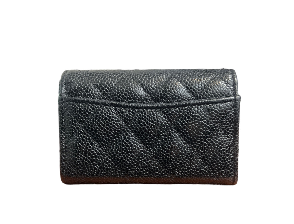 Chanel Black Caviar Snap Card Holder