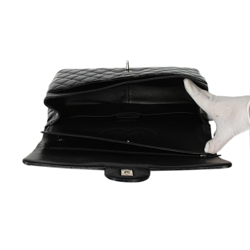 Chanel Black Patent Maxi Double Flap Bag
