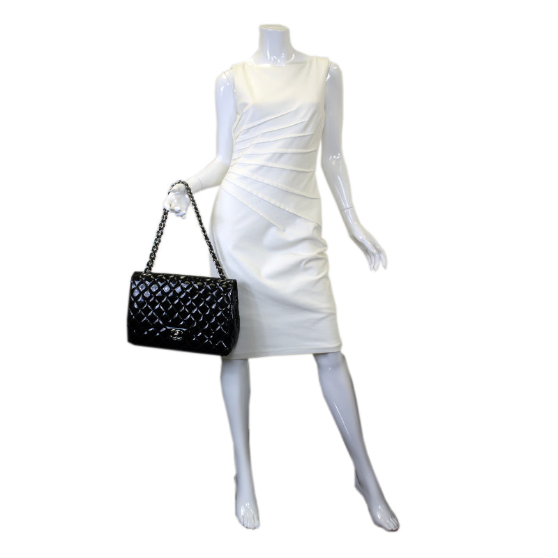 Chanel Black Patent Maxi Double Flap Bag
