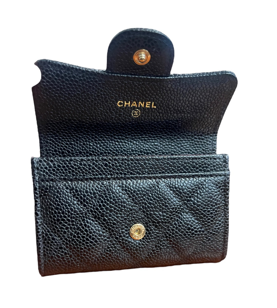 Chanel Black Caviar Snap Card Holder