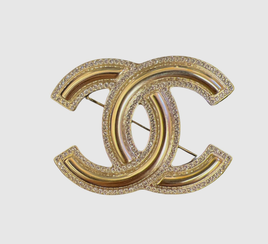 Chanel Crystal Large CC Brooch