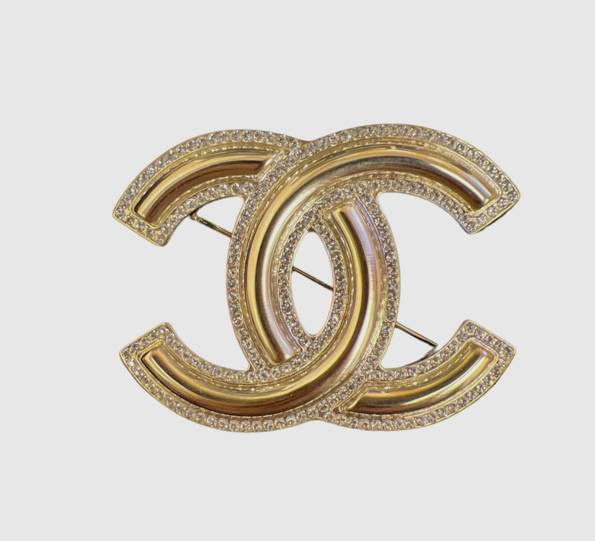 Chanel Crystal Large CC Brooch