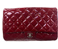 Chanel Red patent leather single flap shoulder bag