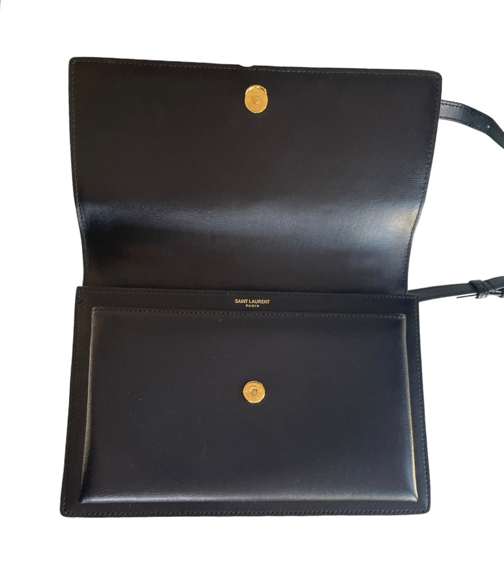 Saint Laurent  Black Medium Monogram Sunset Bag