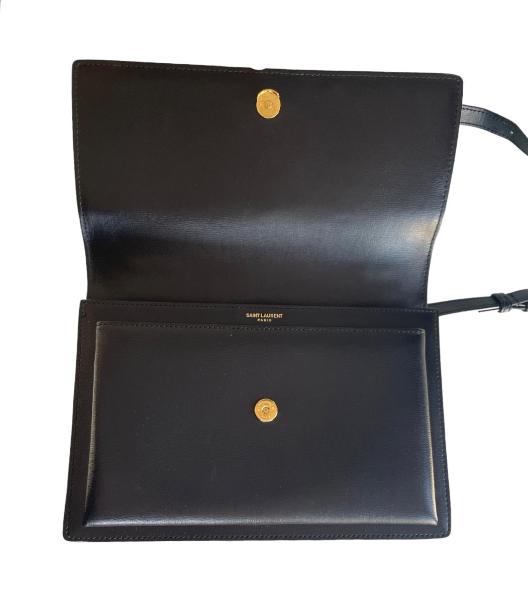 Saint Laurent  Black Medium Monogram Sunset Bag