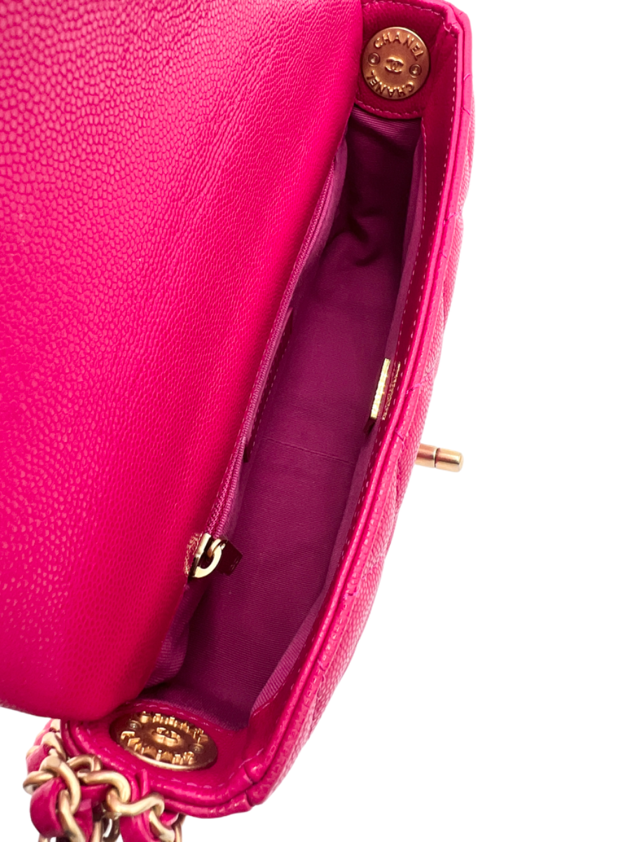 Chanel Fuchsia Caviar Twist Your Buttons Small Single Flap Bag